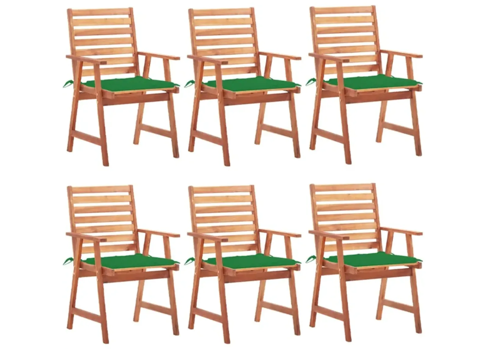 vidaXL Outdoor Dining Chairs 6 pcs with Cushions Solid Acacia Wood