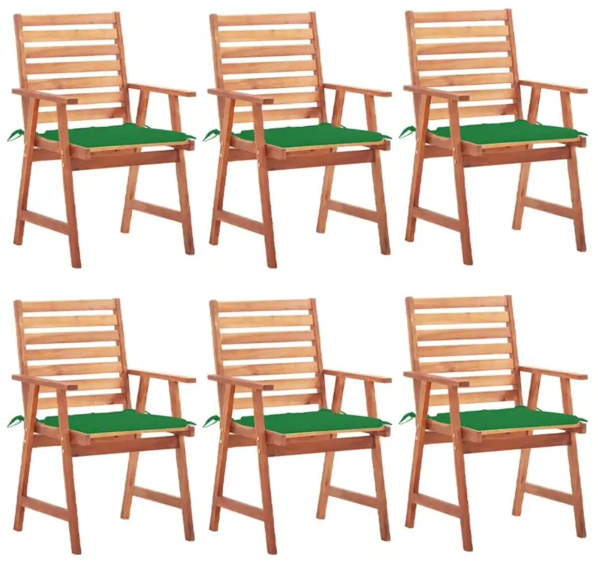 vidaXL Outdoor Dining Chairs 6 pcs with Cushions Solid Acacia Wood