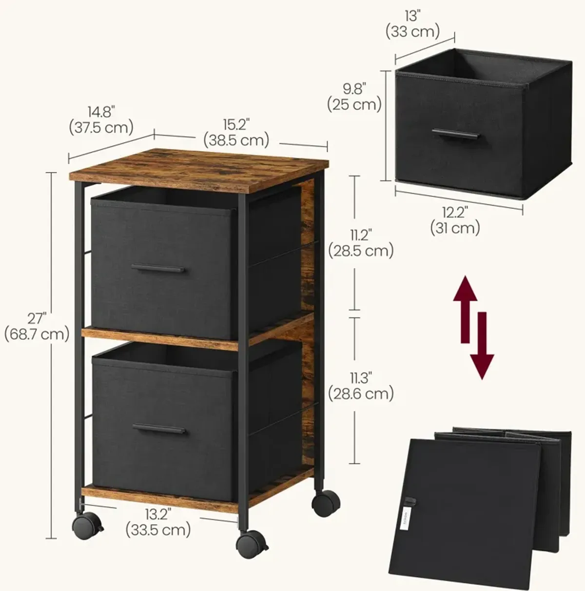 2-Drawer File Cabinet for Compact Office Storage and Organization