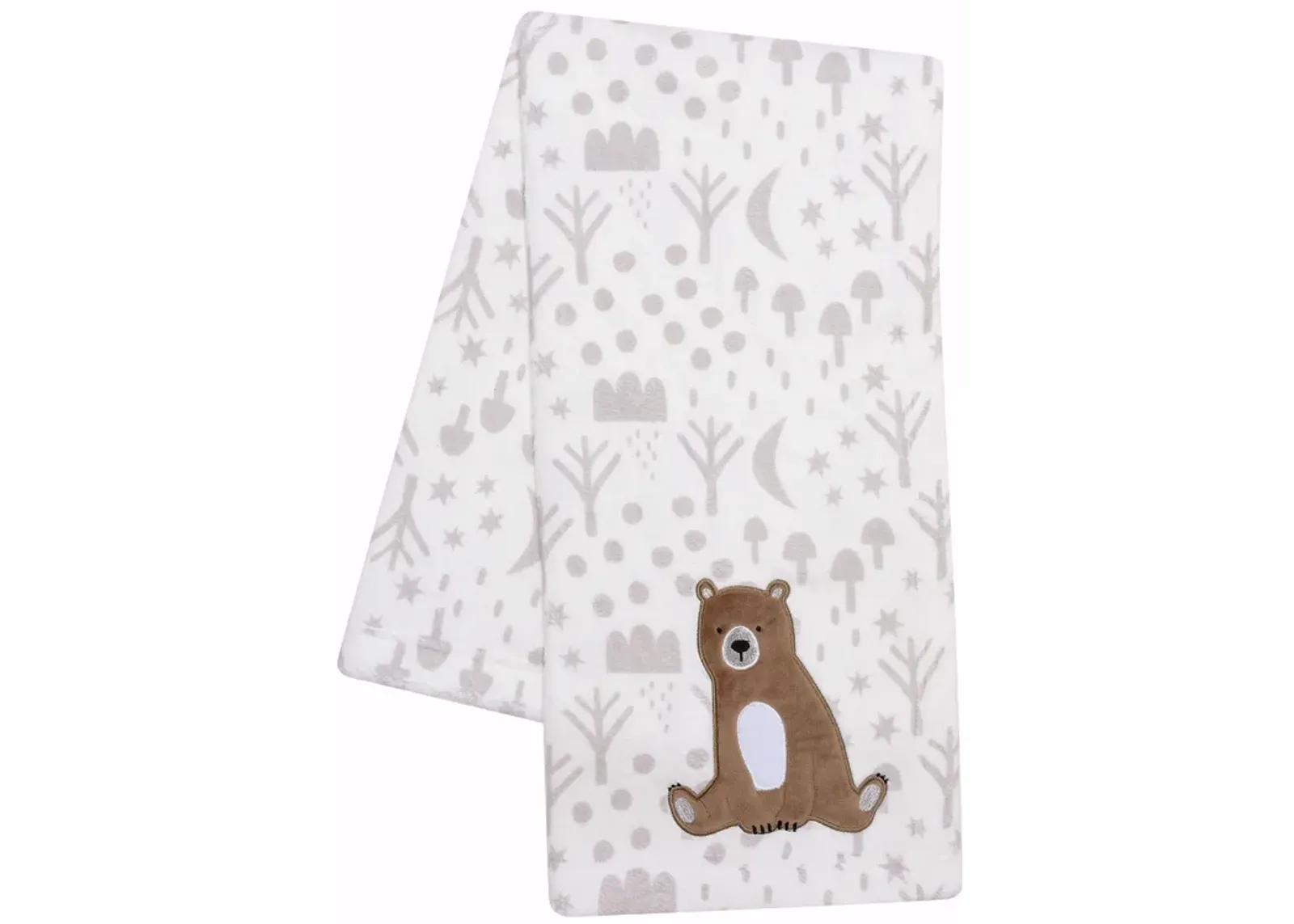 Bedtime Originals Sleepytime Bear White/Brown Soft Fleece Baby Blanket