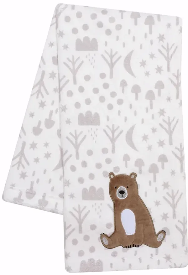 Bedtime Originals Sleepytime Bear White/Brown Soft Fleece Baby Blanket