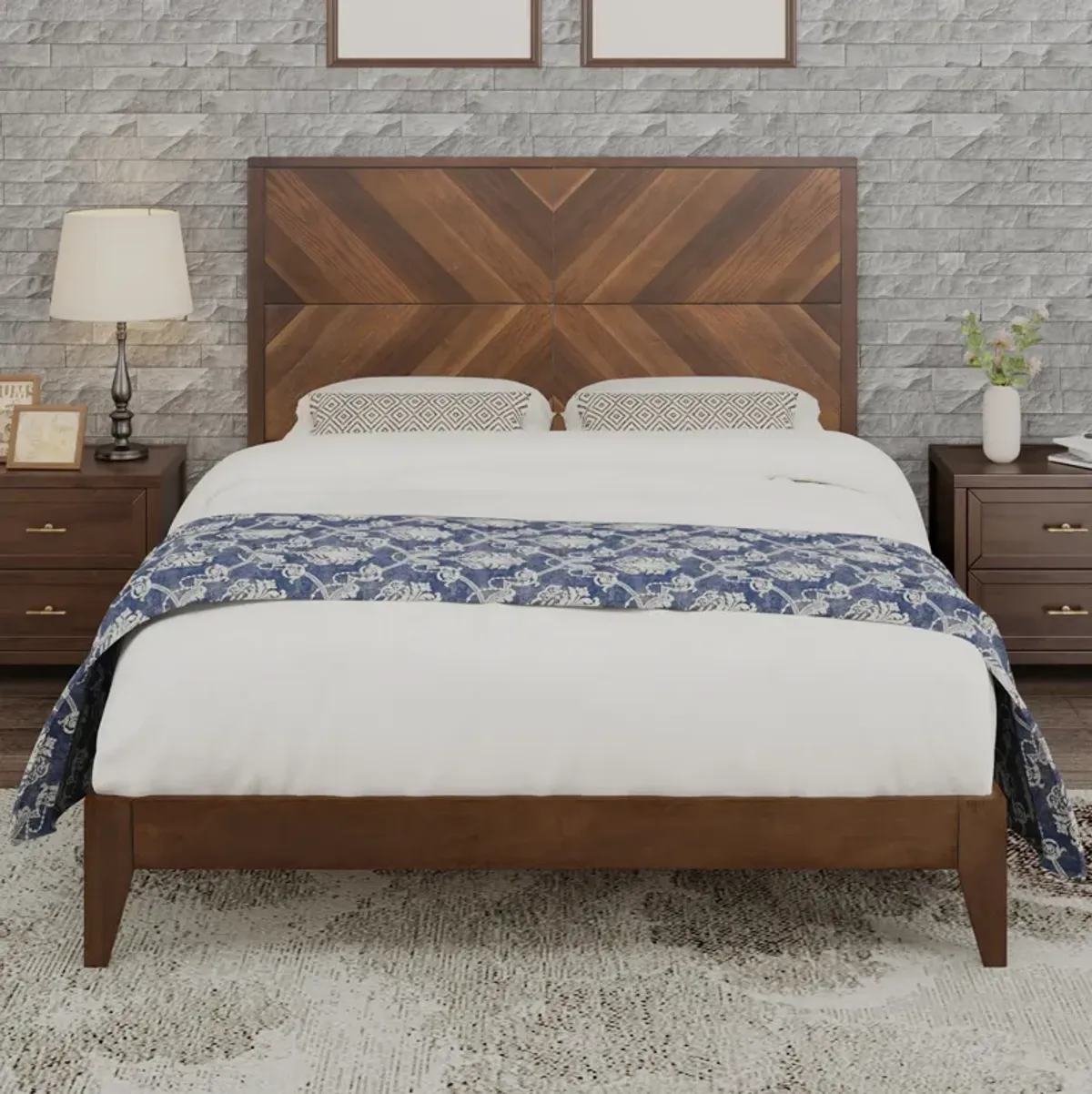 Merax Mid-Century Wood Platform Bed