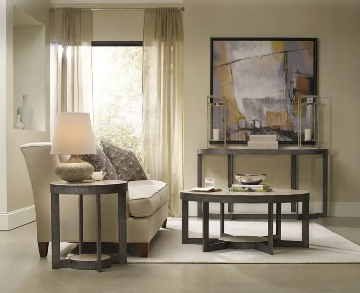 Mill Valley Round End Table in Grey