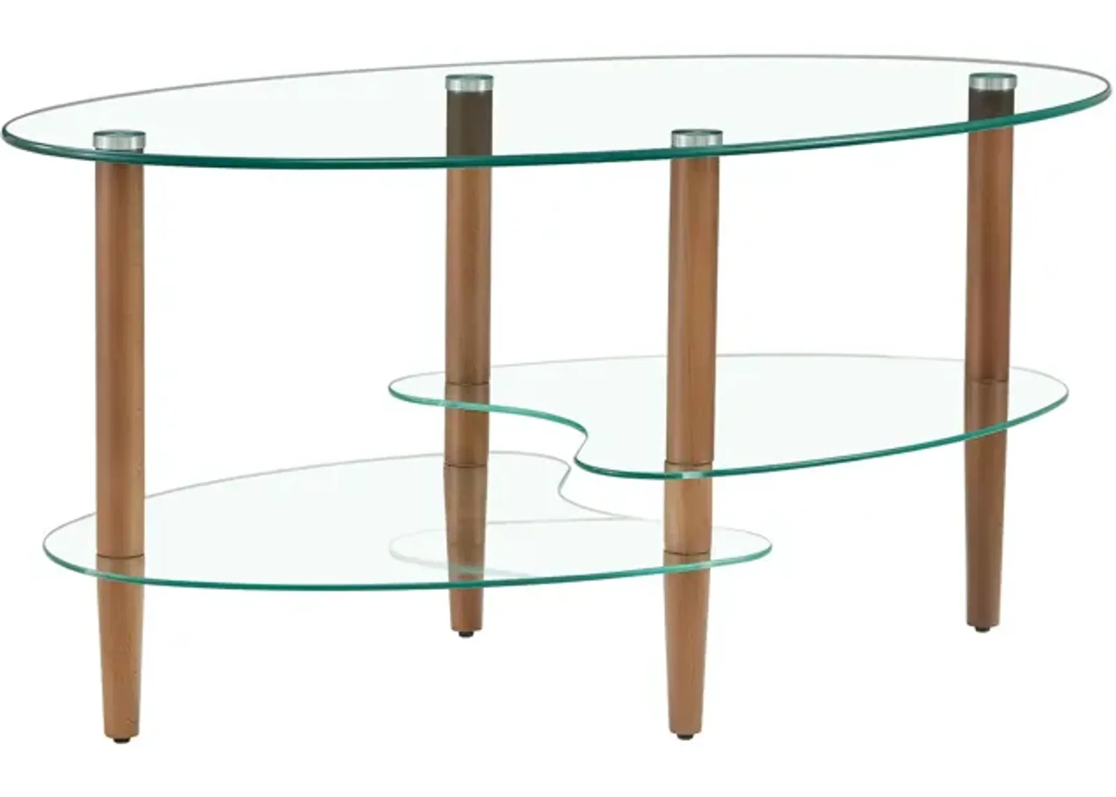 Transparent Oval Glass Coffee Table - Modern Living Room Table with 3 Layer Glass