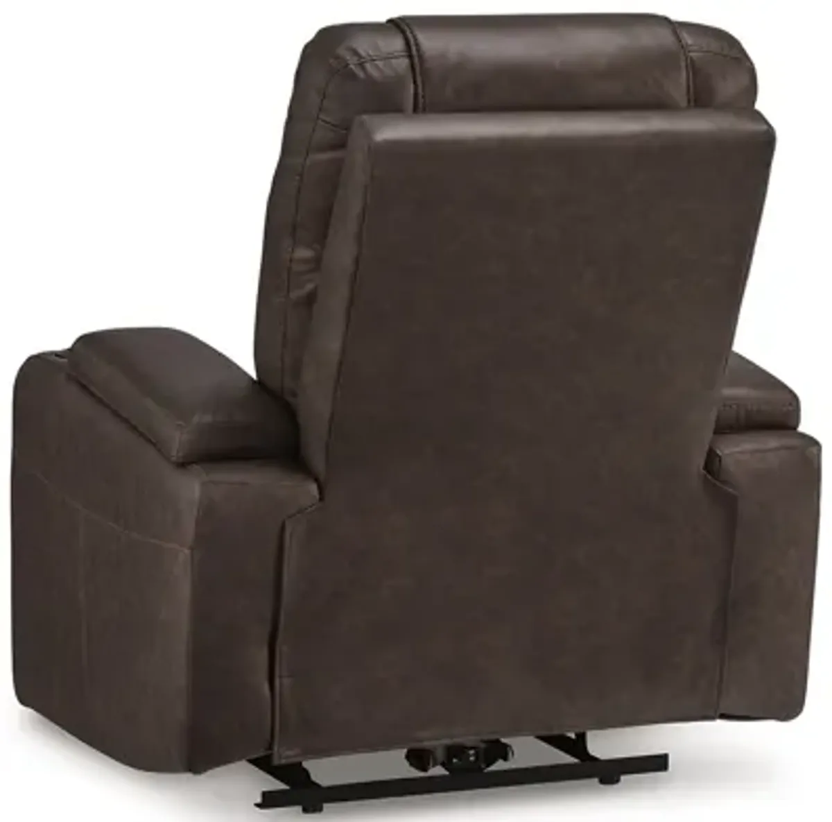 Scon Power Recliner Chair, 37 Inch, LED Light, Brown Faux Leather - Benzara