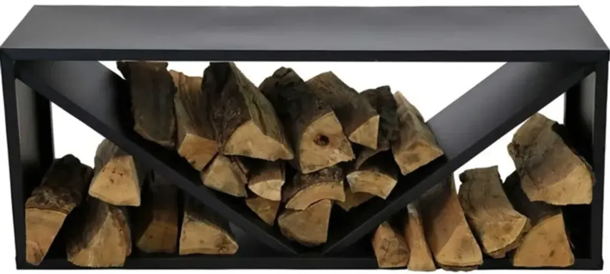 Hivvago Black Indoor/Outdoor 41 inch Steel Triple Triangle Firewood Log Storage Rack