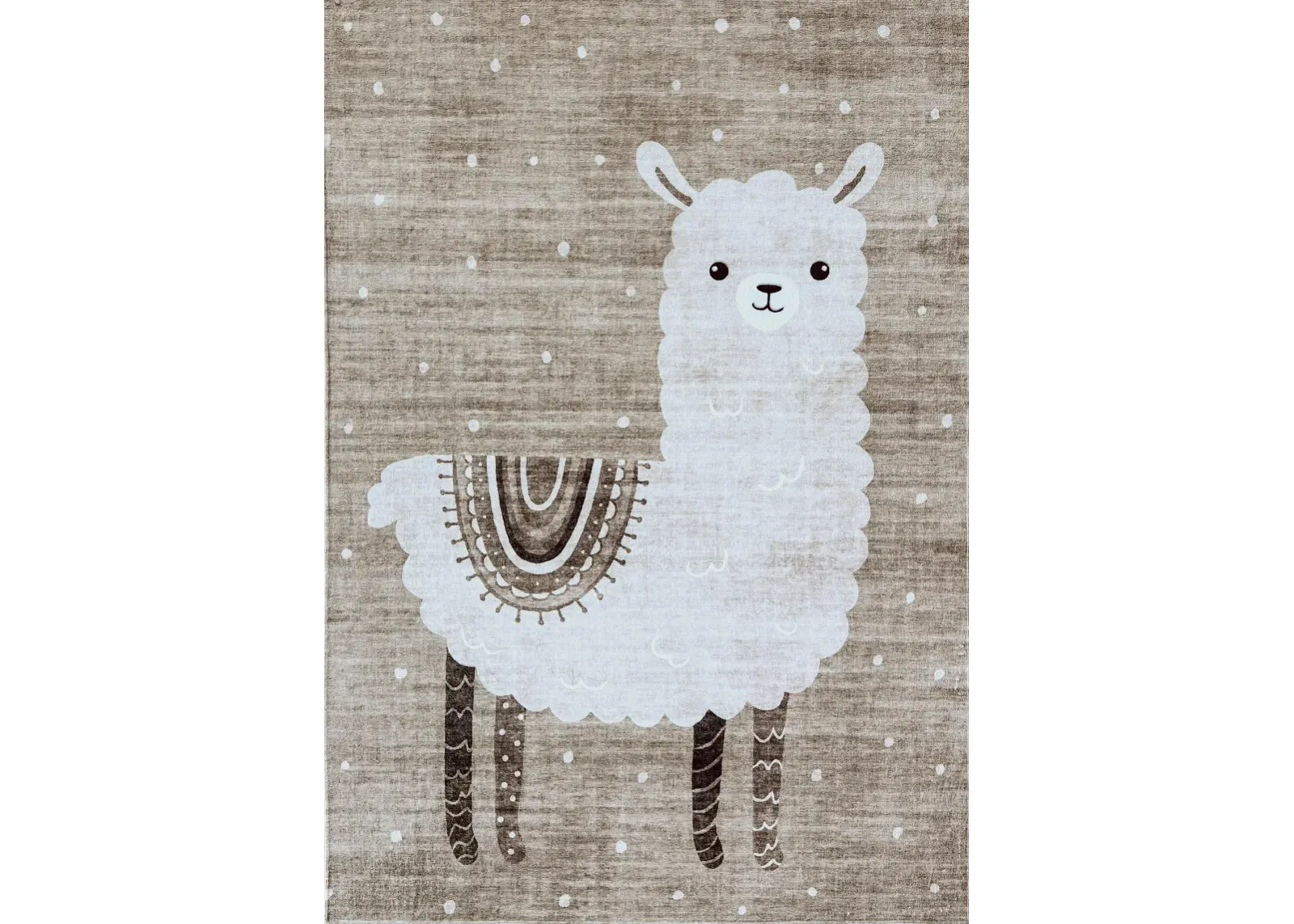 Soft Steps Playtime Llama Brown Beige Indoor Soft Area Rug