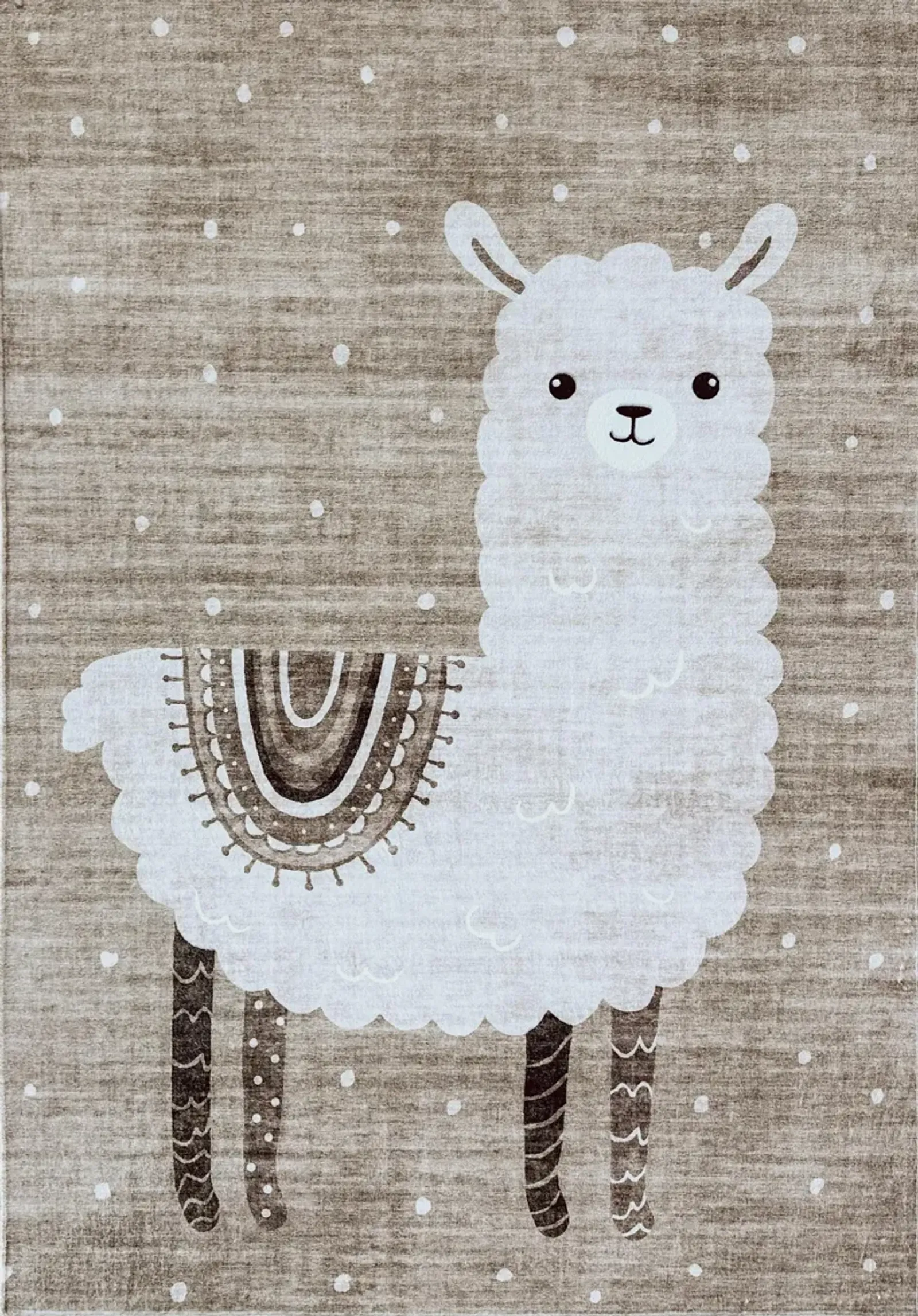 Soft Steps Playtime Llama Brown Beige Indoor Soft Area Rug