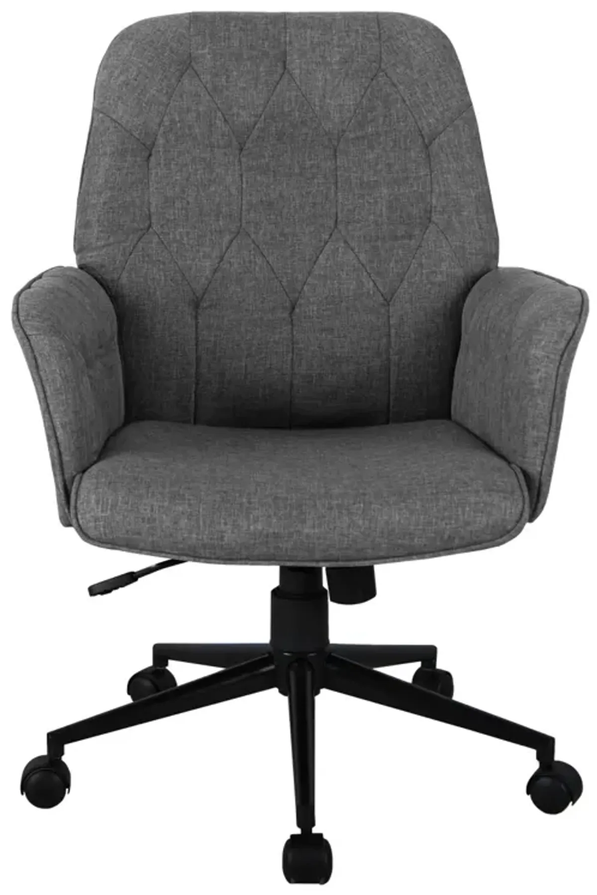 Modern Upholstered Tufted Office Chair With Arms, Grey