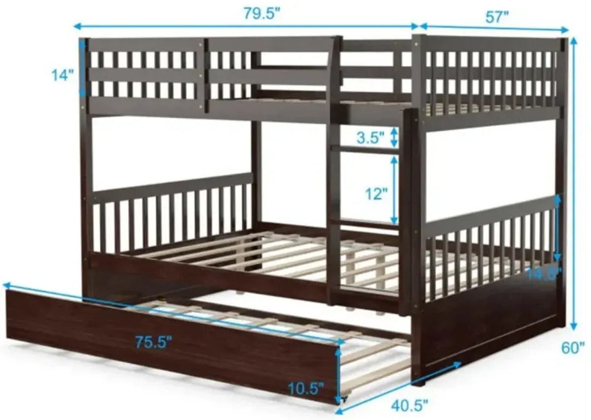 Hivvago Full over Full Bunk Bed Platform Wood Bed with Ladder