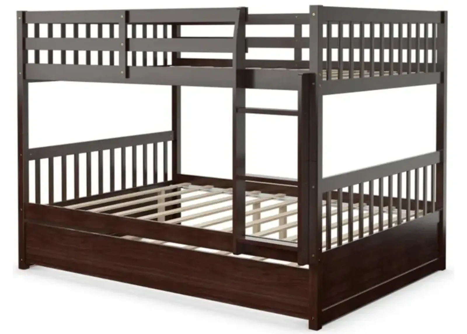 Hivvago Full over Full Bunk Bed Platform Wood Bed with Ladder