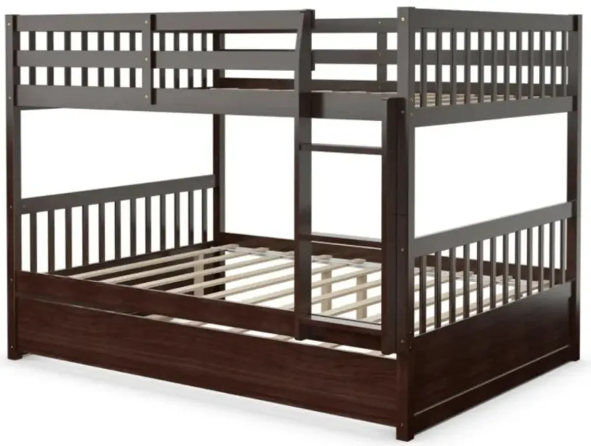 Hivvago Full over Full Bunk Bed Platform Wood Bed with Ladder