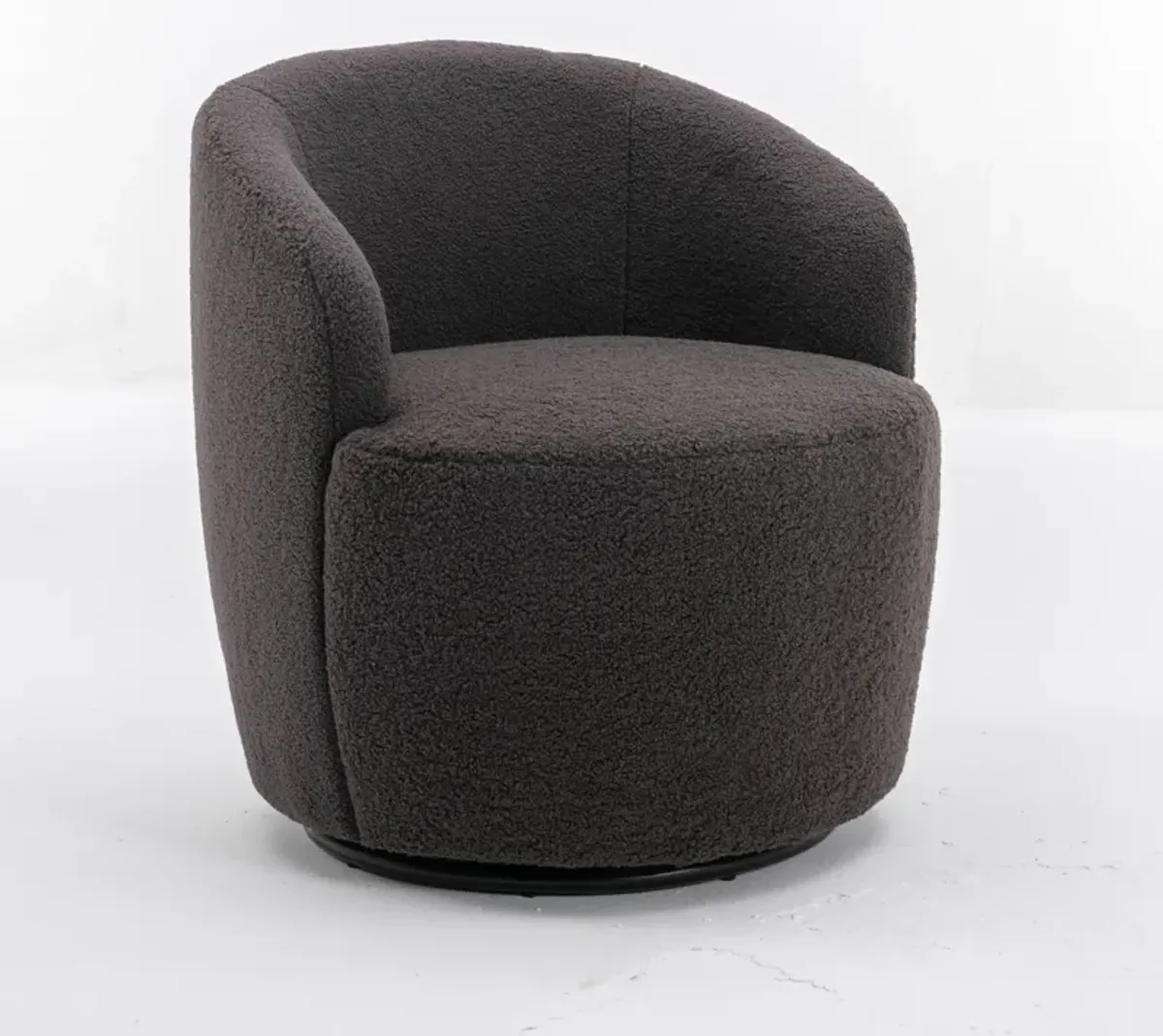 Hivvago Teddy Fabric Swivel Accent Armchair Barrel Chair With Metal Ring