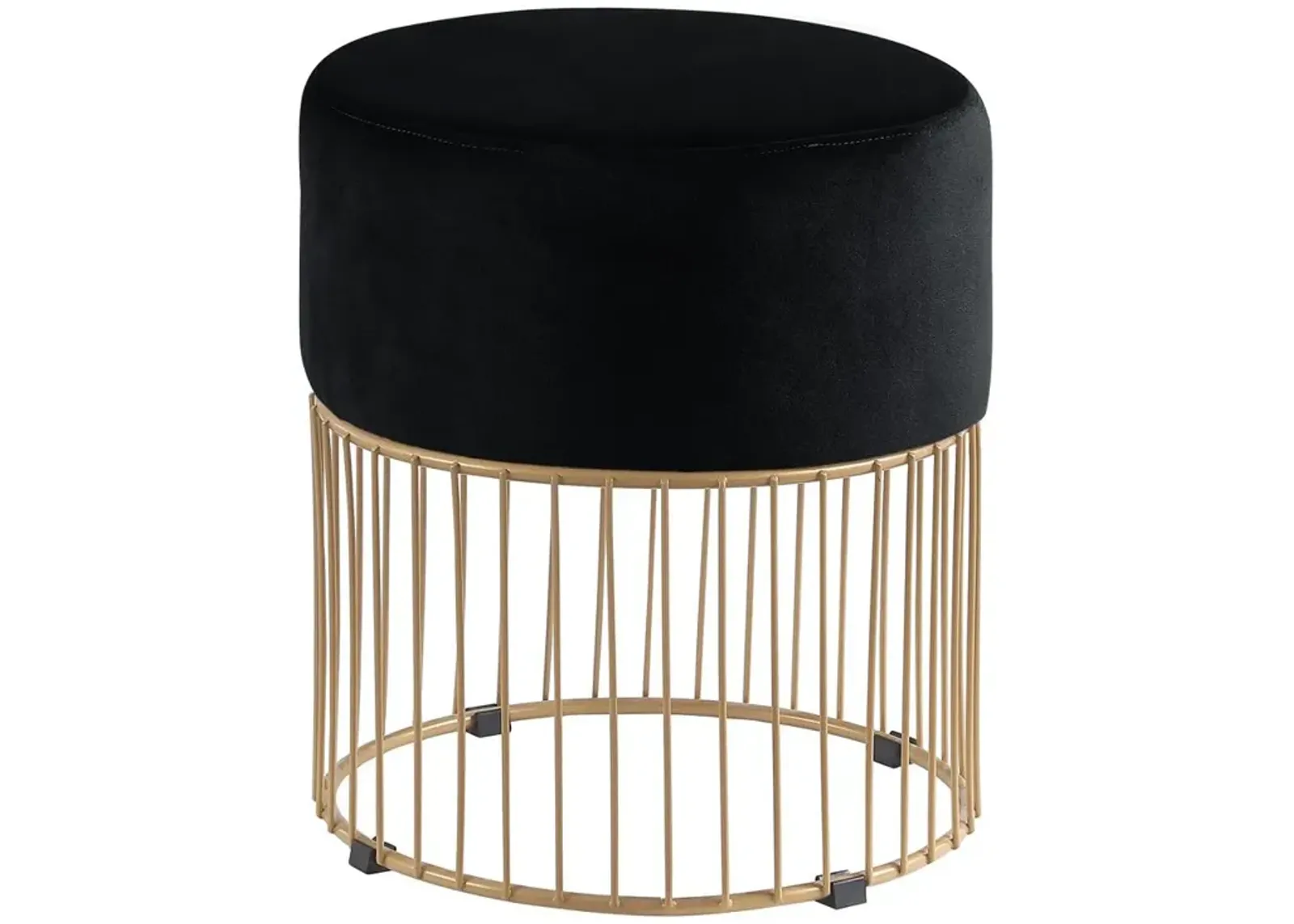 Jerold Black Velvet with Gold Base Ottoman