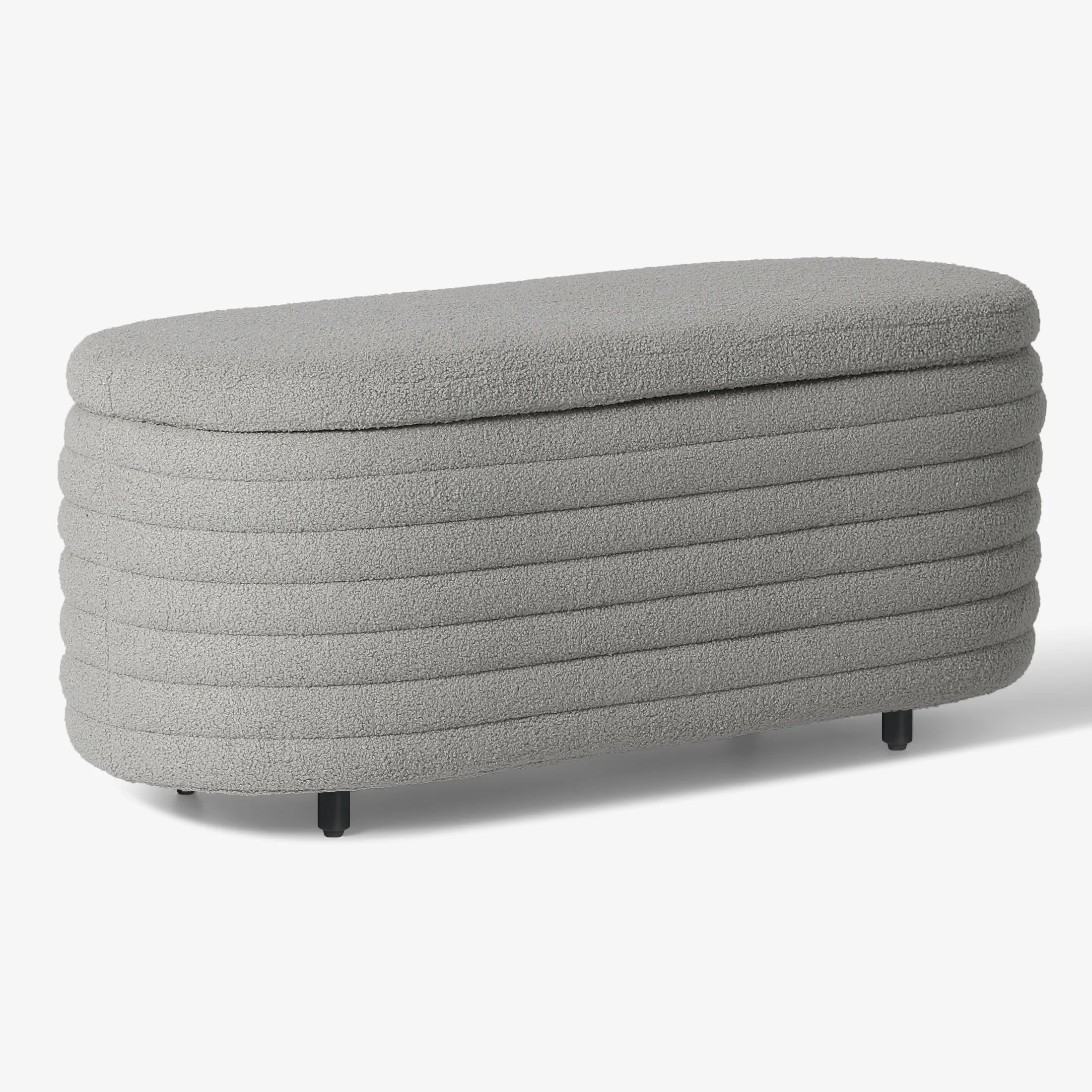 WestinTrends 42" Wide Mid-Century Modern Upholstered Teddy Sherpa Tufted Oval Storage Ottoman Bench