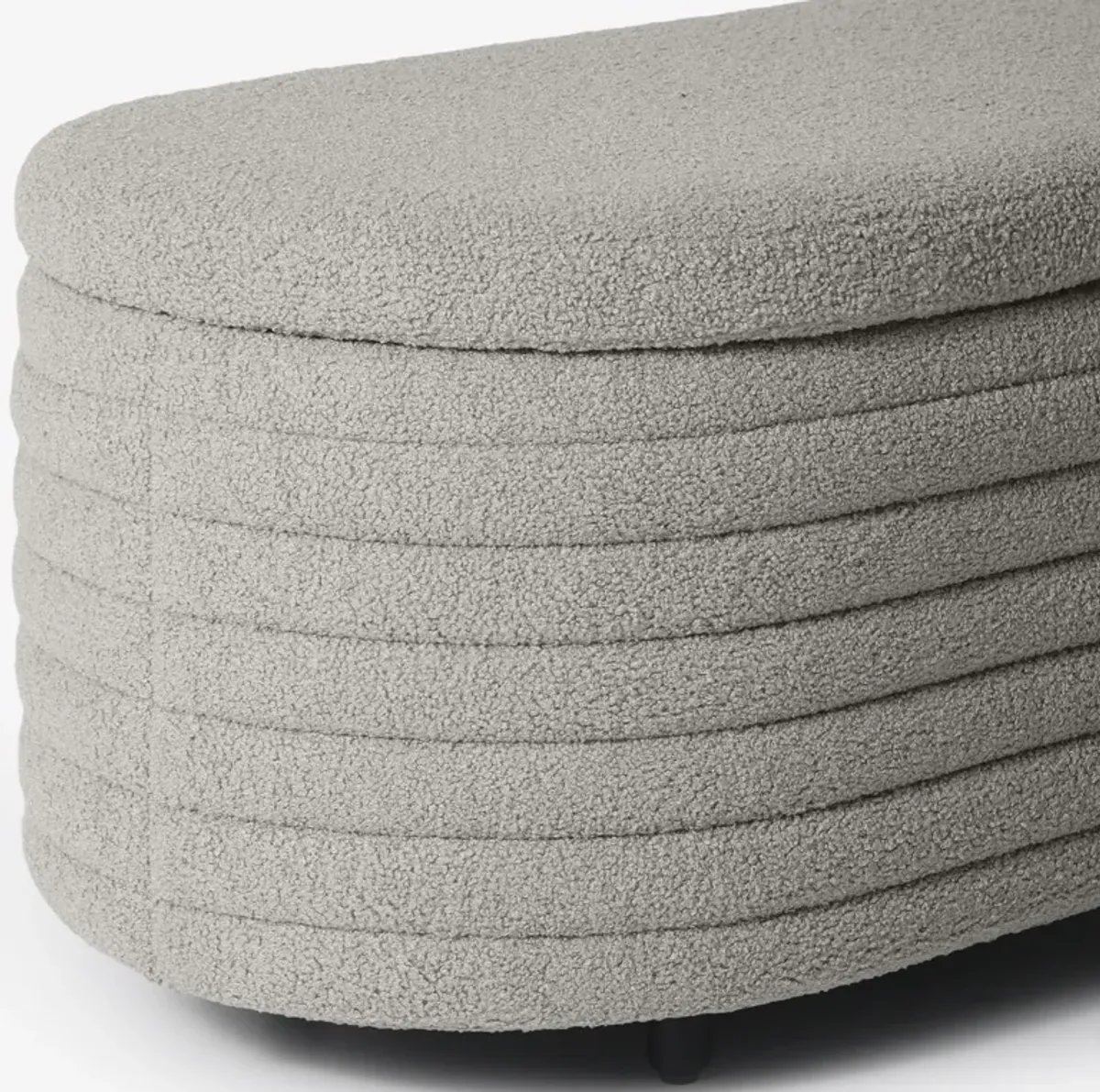 WestinTrends 42" Wide Mid-Century Modern Upholstered Teddy Sherpa Tufted Oval Storage Ottoman Bench