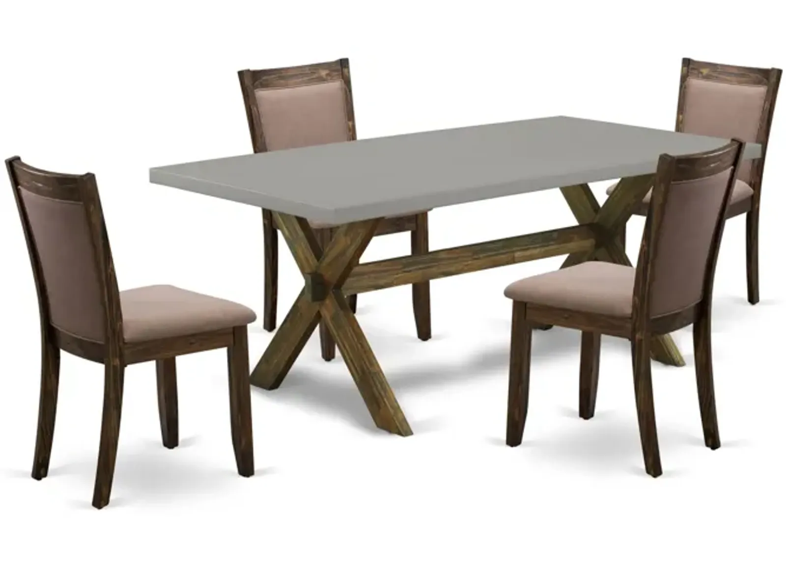 East West Furniture X797MZ748-5 5Pc Dining Set - Rectangular Table and 4 Parson Chairs - Multi-Color Color