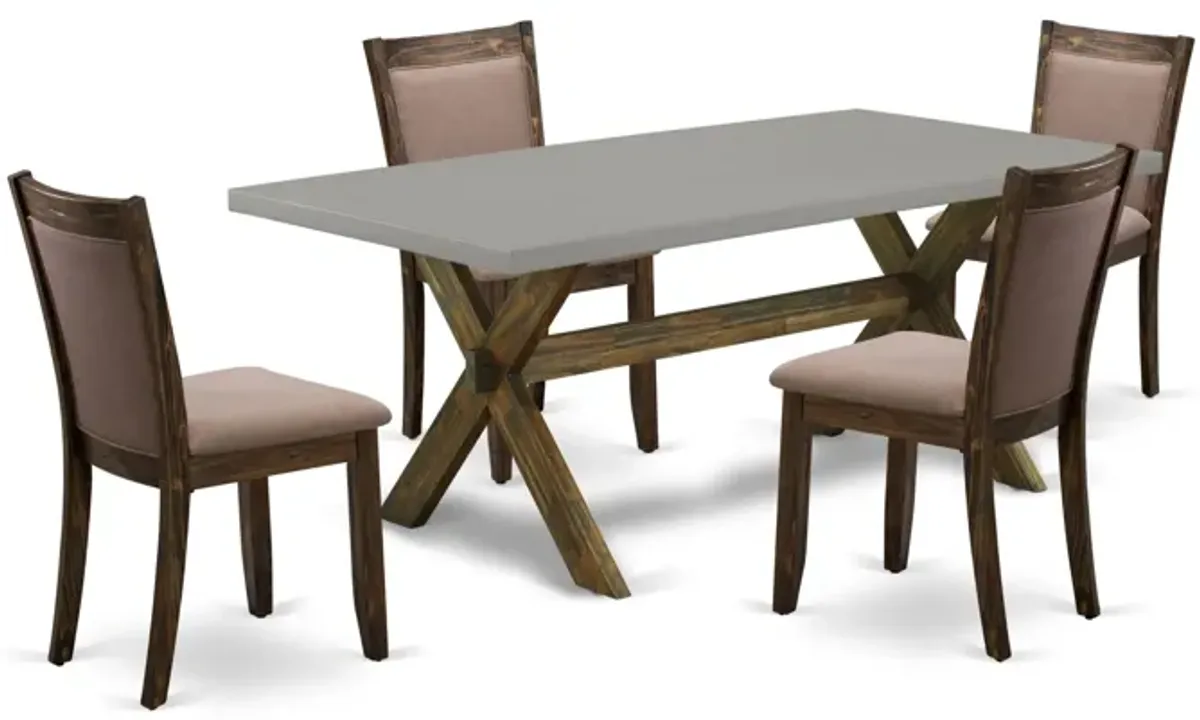 East West Furniture X797MZ748-5 5Pc Dining Set - Rectangular Table and 4 Parson Chairs - Multi-Color Color