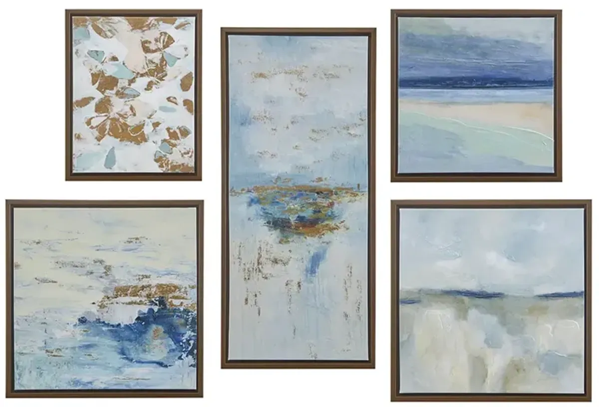 Gracie Mills Eliseo Tranquil Sky 5-Piece Canvas Set