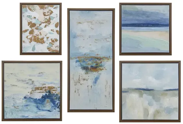 Gracie Mills Eliseo Tranquil Sky 5-Piece Canvas Set