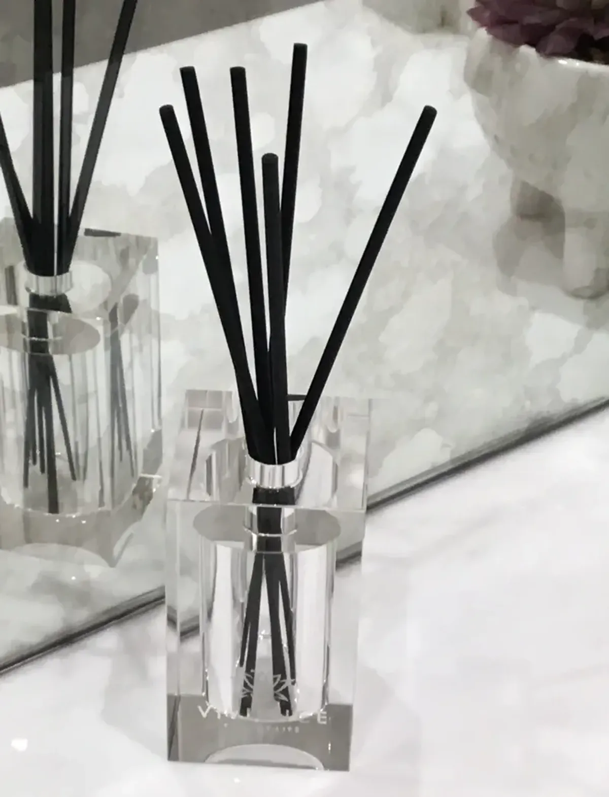 Clear Square Reed Diffuser - "English Pear & Freesia" Scent