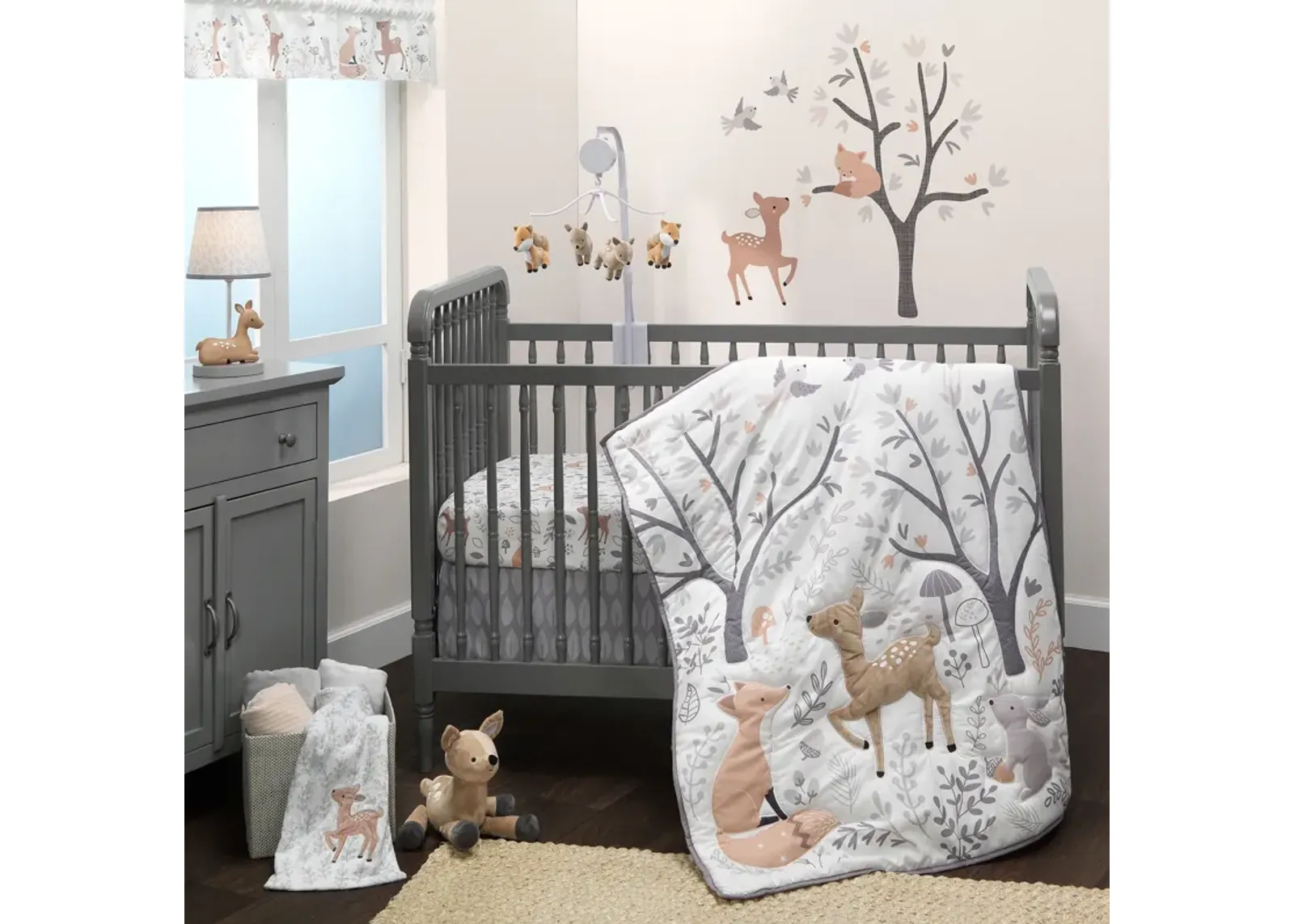 Bedtime Originals Deer Park 3-Piece Crib Bedding Set - Gray, Animals, Woodland