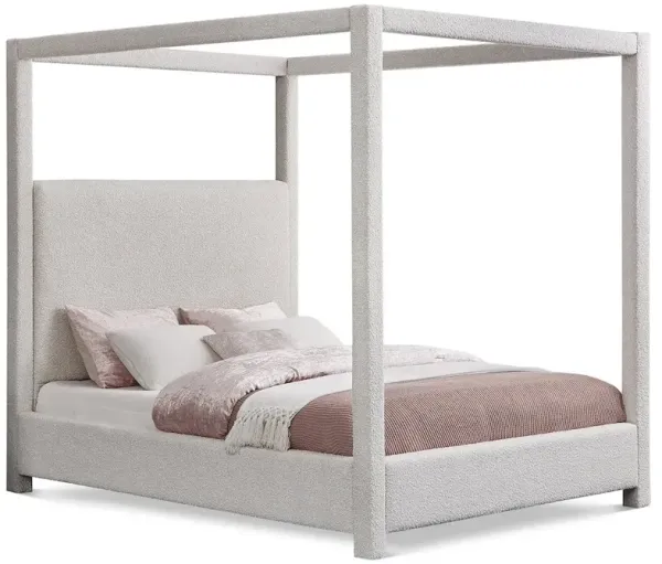 Meridian Furniture Eden Cream Boucle Fabric Queen Bed