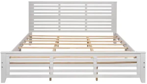Platform Bed with Horizontal Strip Hollow Shaped, King Size