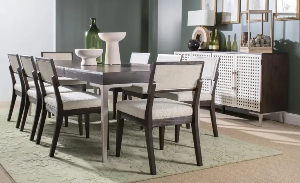 Biscayne Cabernet Leg Table with Travertine Insert