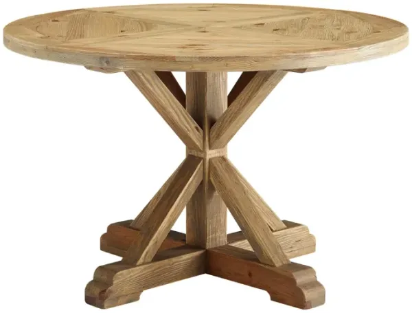 Modway - Stitch 47" Round Pine Wood Dining Table Brown