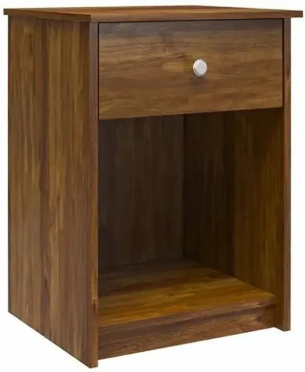 Rusic Brown Oak Farmhouse 1-Drawer Bedroom Nighstand with Open Shelf