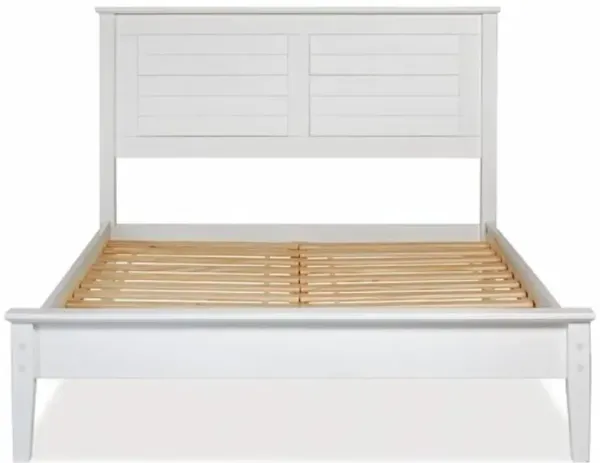 Hivvago Contemporary White Solid Pine Platform Bed in Queen Size