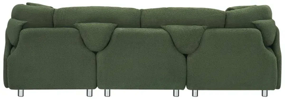 Merax Teddy Fabric Sofa with 2 Throw Pillows