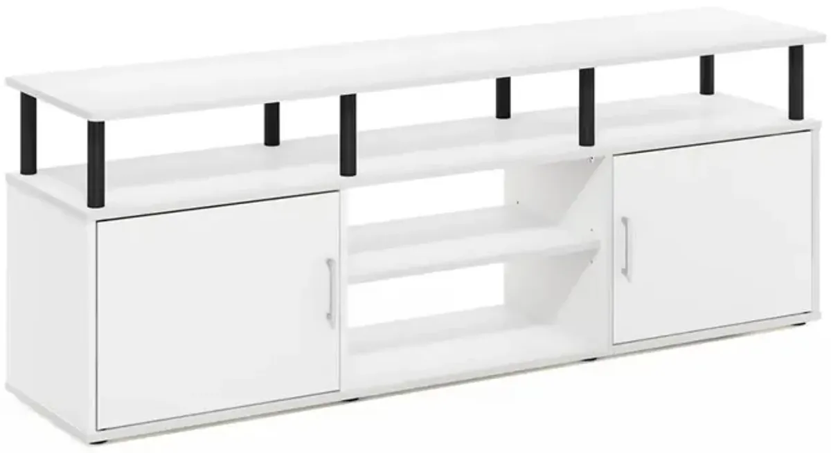 Furinno Jensen TV Stand for TV up to 70 Inch, Solid White/Black