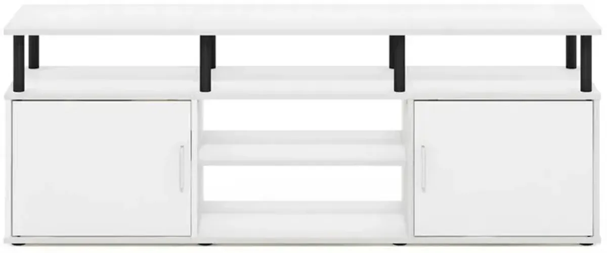 Furinno Jensen TV Stand for TV up to 70 Inch, Solid White/Black