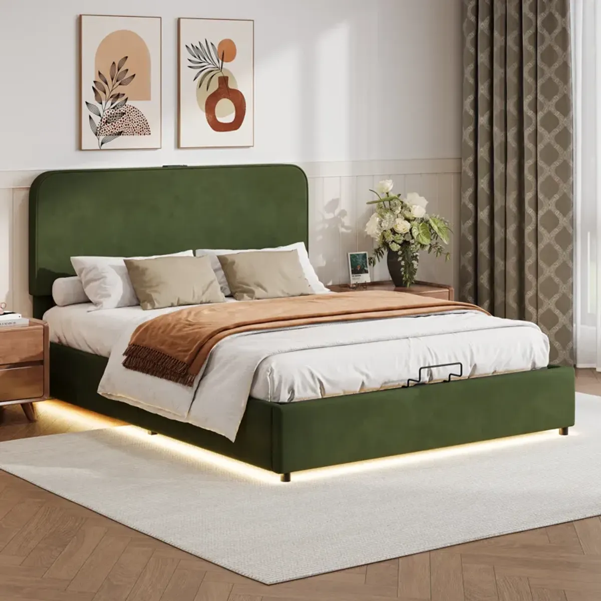 Merax Hydraulic Storage Bed Platform Bed