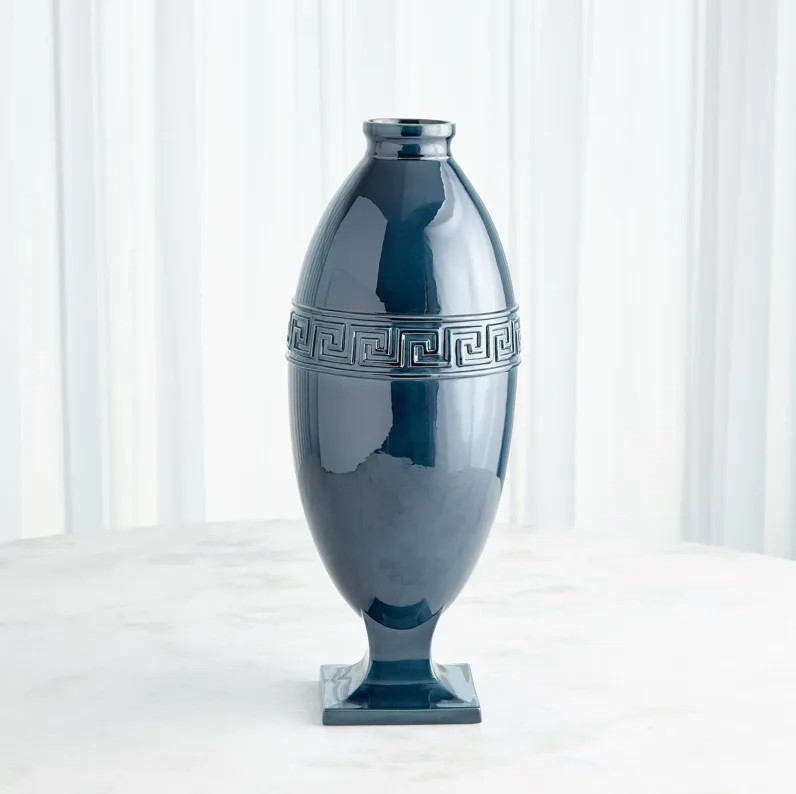 Greek Key Vase- Blue Large