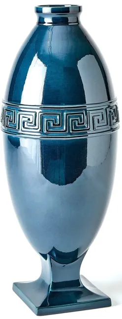 Greek Key Vase- Blue Large