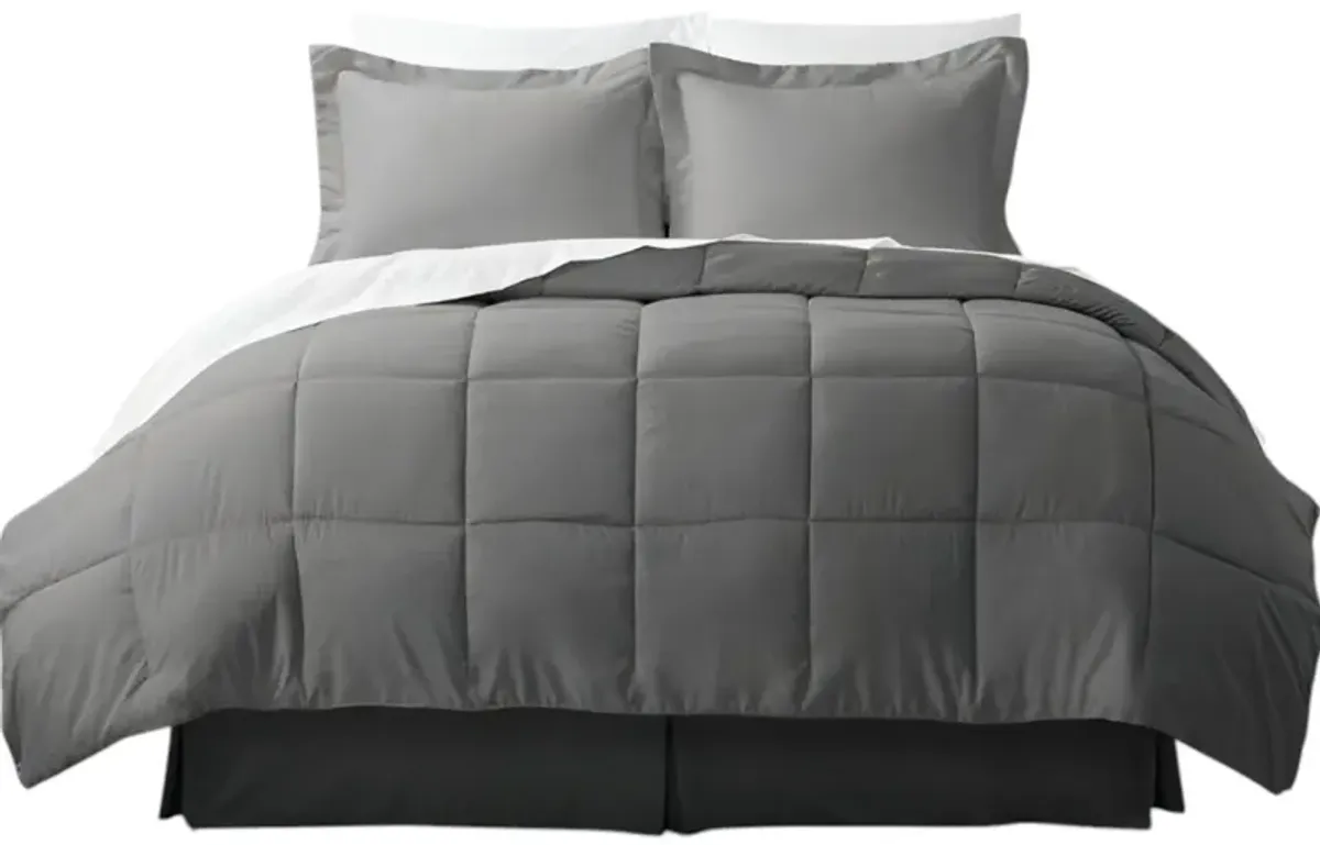 8-Piece Microfiber Bedding Set – Reversible Comforter with Sheets and Pillow Shams