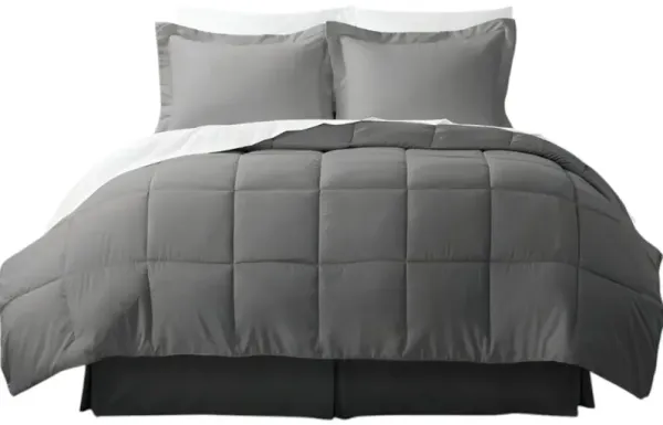 8-Piece Microfiber Bedding Set – Reversible Comforter with Sheets and Pillow Shams