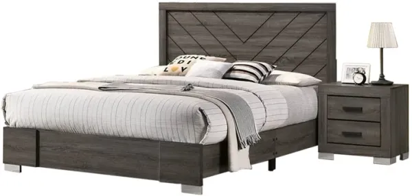 Lola Classic Queen Size Bed, Wood Grain, Strong Block Legs, Taupe Brown - Benzara