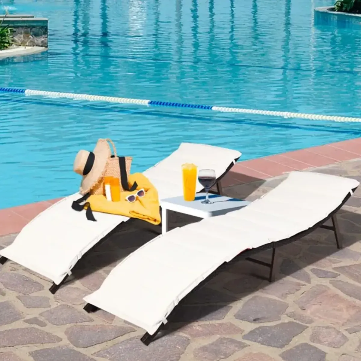 Hivvago 2 Pieces Folding Patio Lounger Chair