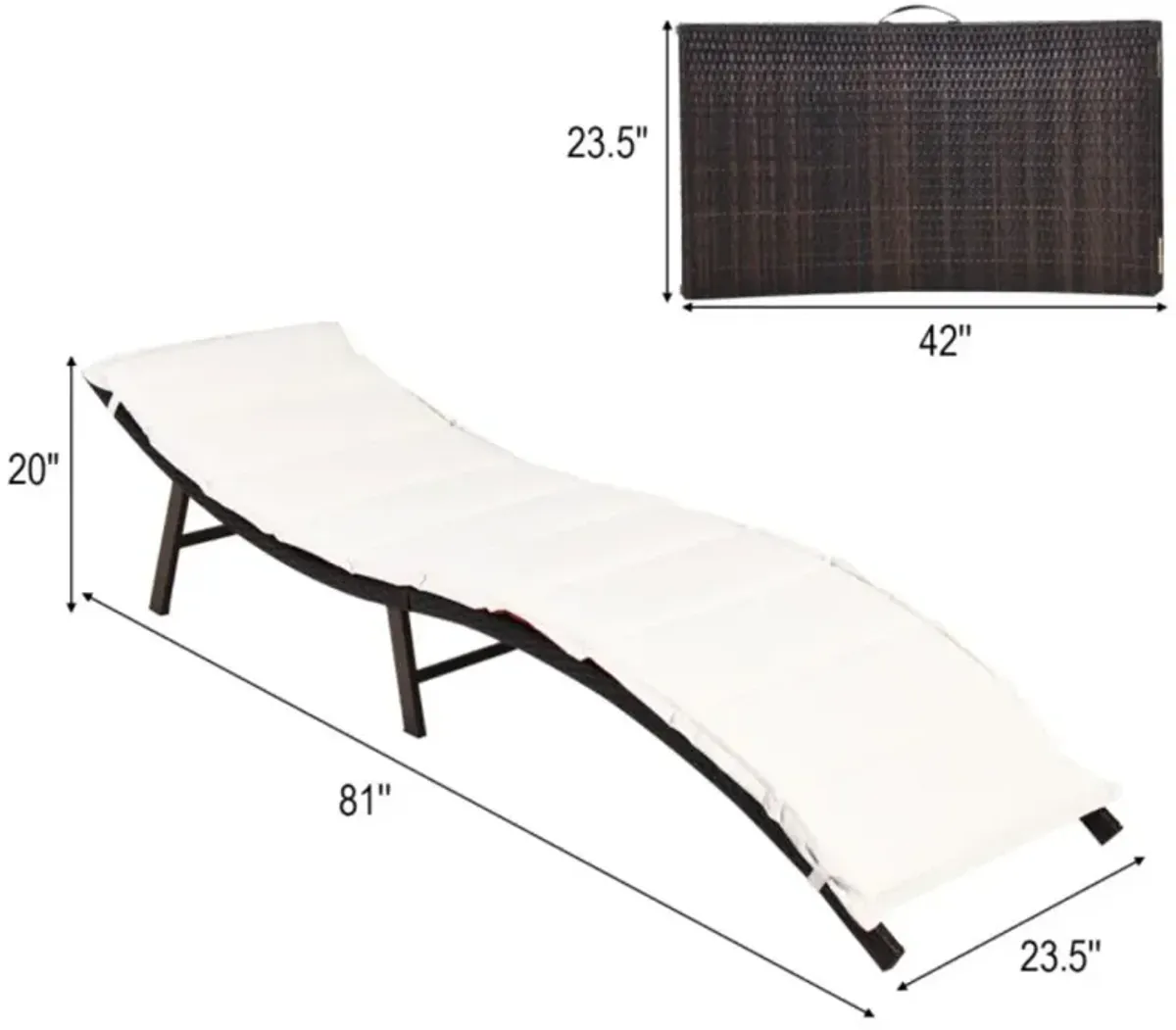 Hivvago 2 Pieces Folding Patio Lounger Chair