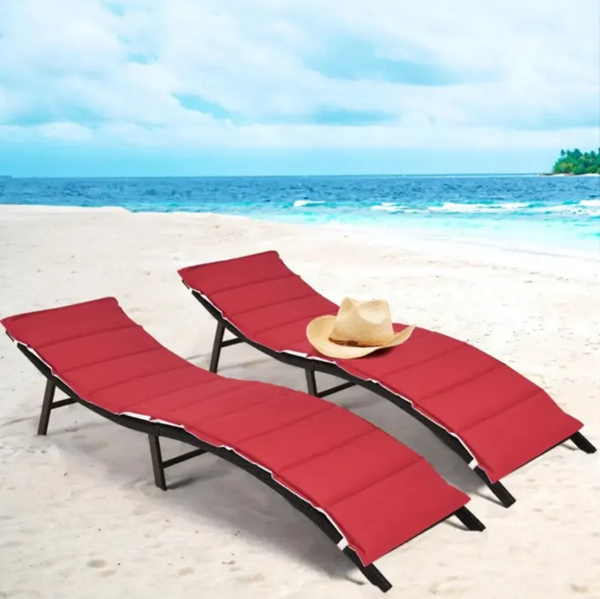 Hivvago 2 Pieces Folding Patio Lounger Chair