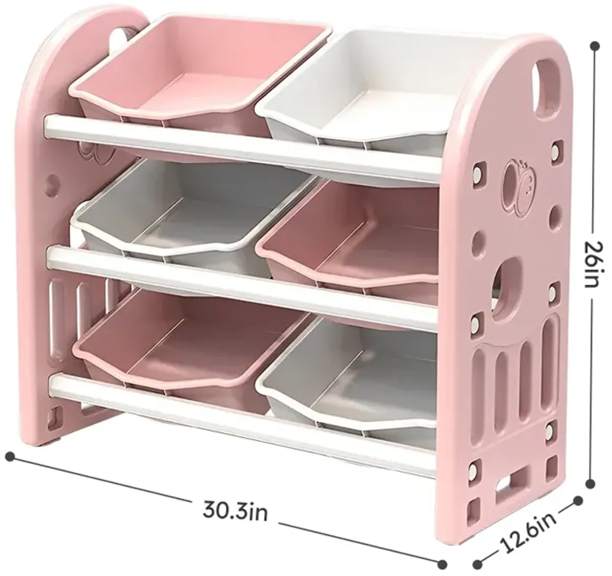 6-Bin Kids Toy Storage Organizer with HDPE Shelf and Bins for Playroom