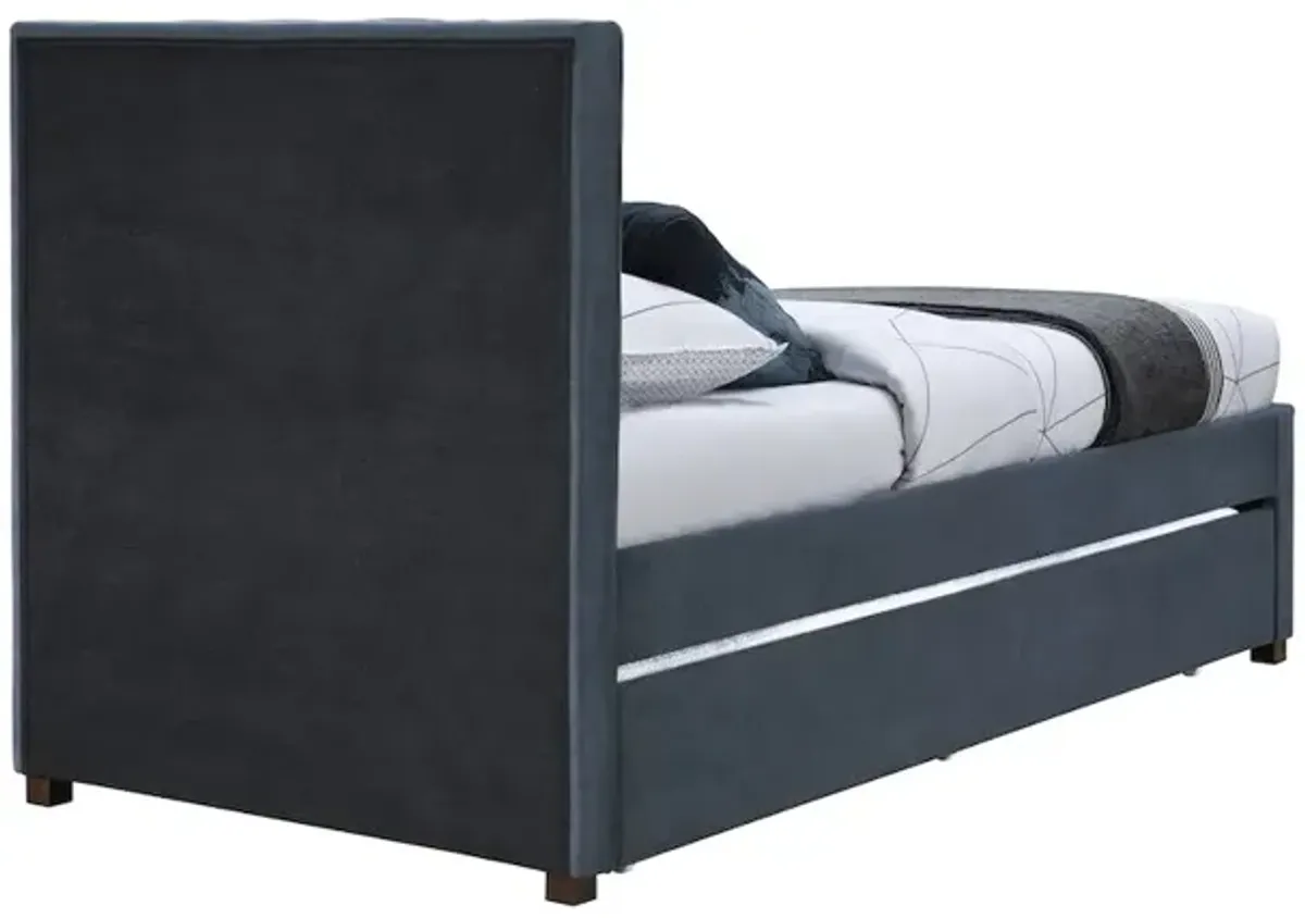 Meridian Furniture Hudson Navy Vegan Leather Twin Trundle Bed