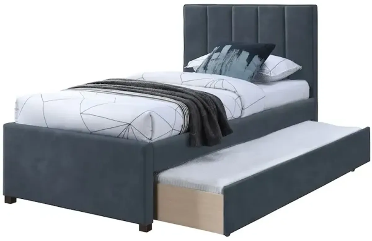 Meridian Furniture Hudson Navy Vegan Leather Twin Trundle Bed