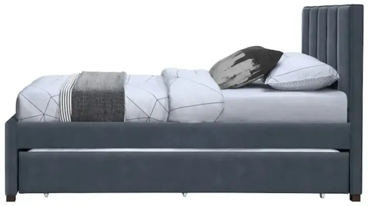 Meridian Furniture Hudson Navy Vegan Leather Twin Trundle Bed