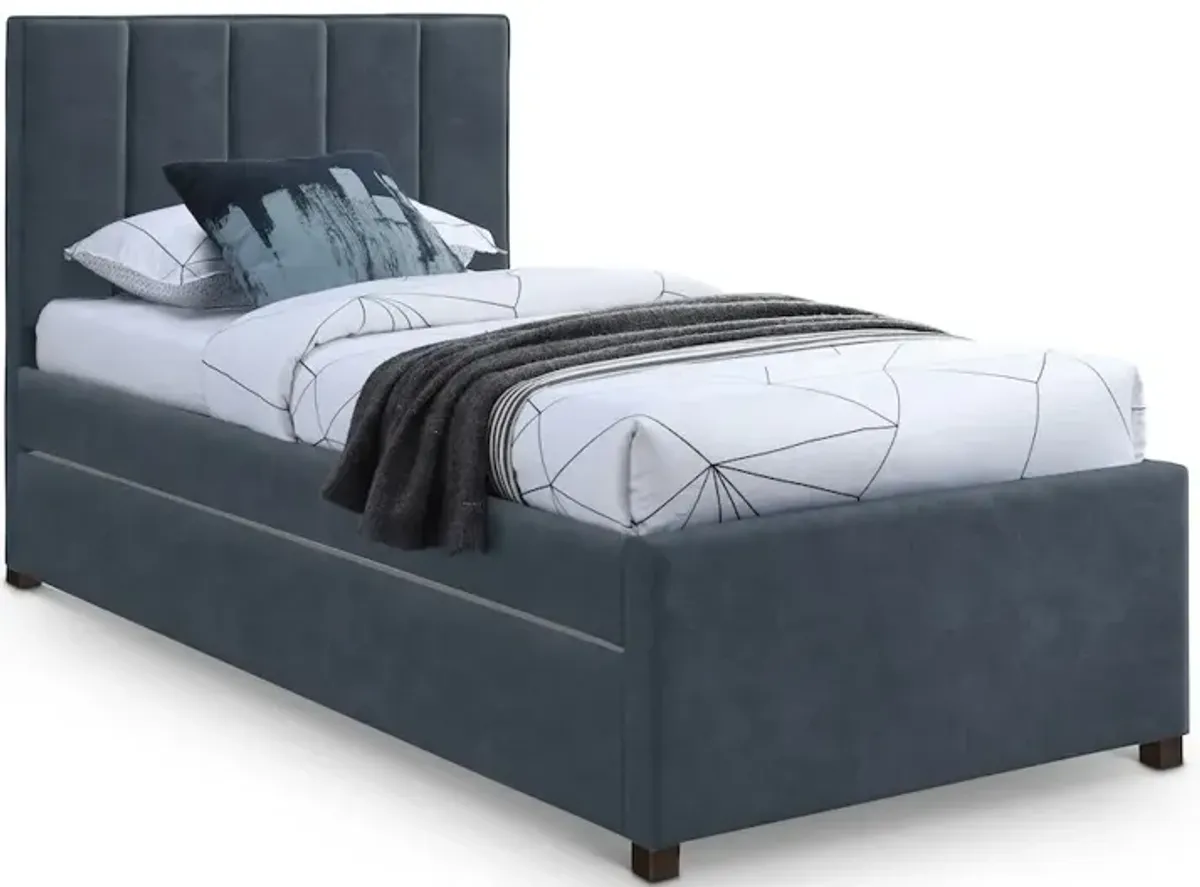Meridian Furniture Hudson Navy Vegan Leather Twin Trundle Bed