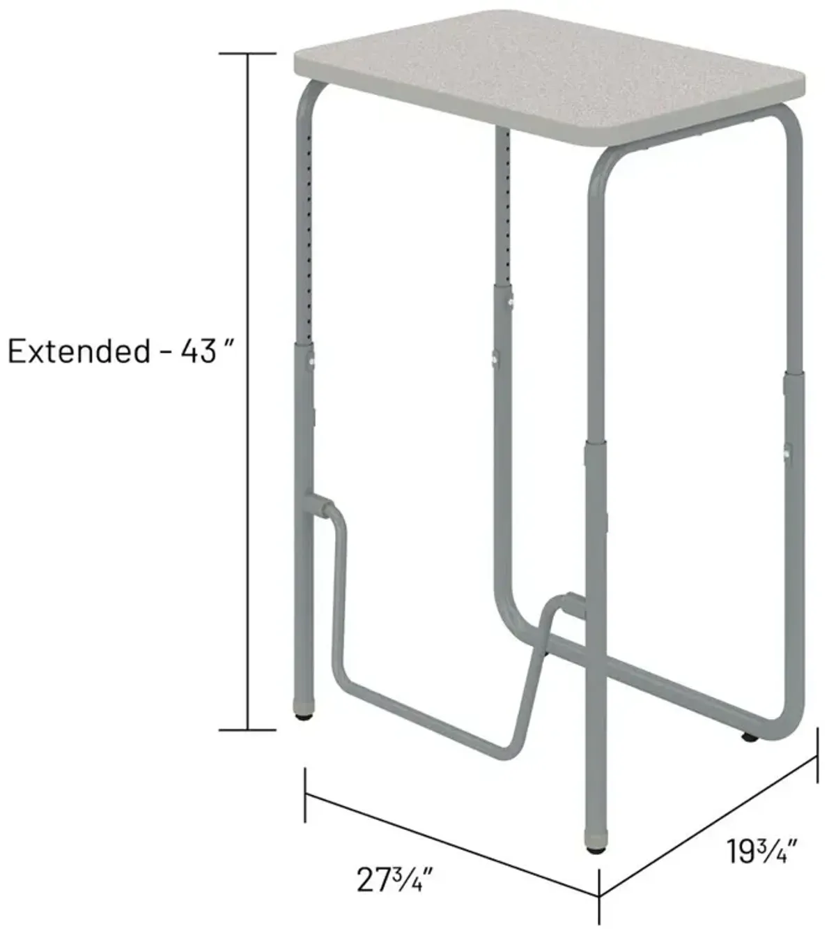 AlphaBetter®  2.0 Height – Adjustable Student Desk with Pendulum Bar 29”-43” - Gray